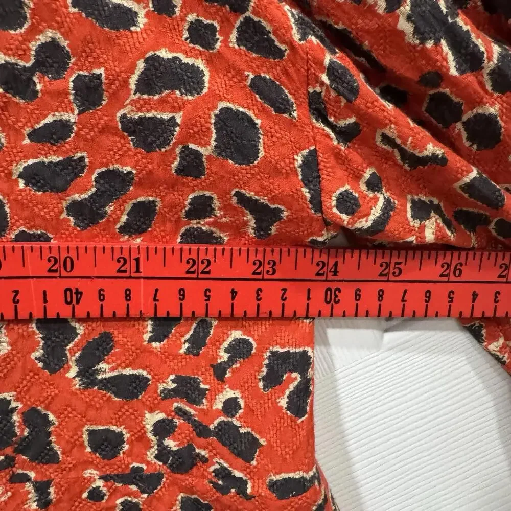 Free People Cest Moi Leopard Print Long Maxi Top, Orange Red,‎ Medium, RRP $148